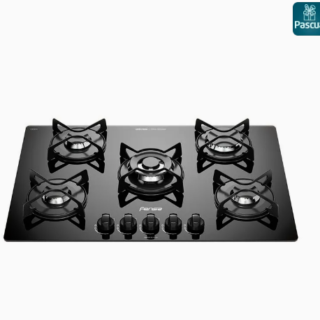 Encimera a Gas 5 Platos Fensa Vidrio Templado y Encendido Eléctrico F GC75V A Negra