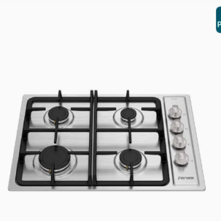 Encimera a Gas 4 Platos Fensa Encendido Eléctrico y Parrilla Hierro Fundido FCE 4HF T Inox