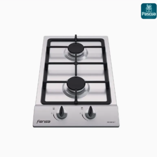 Encimera a Gas 2 Platos Fensa Encendido Eléctrico y Parrilla Hierro Fundido FCE 2HF GL T Inox